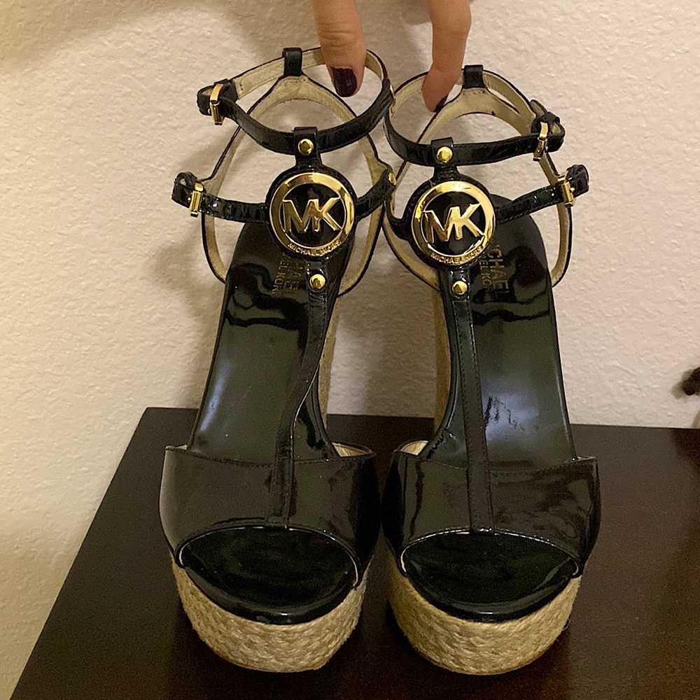 Michael Kors Black Tweed Wedges